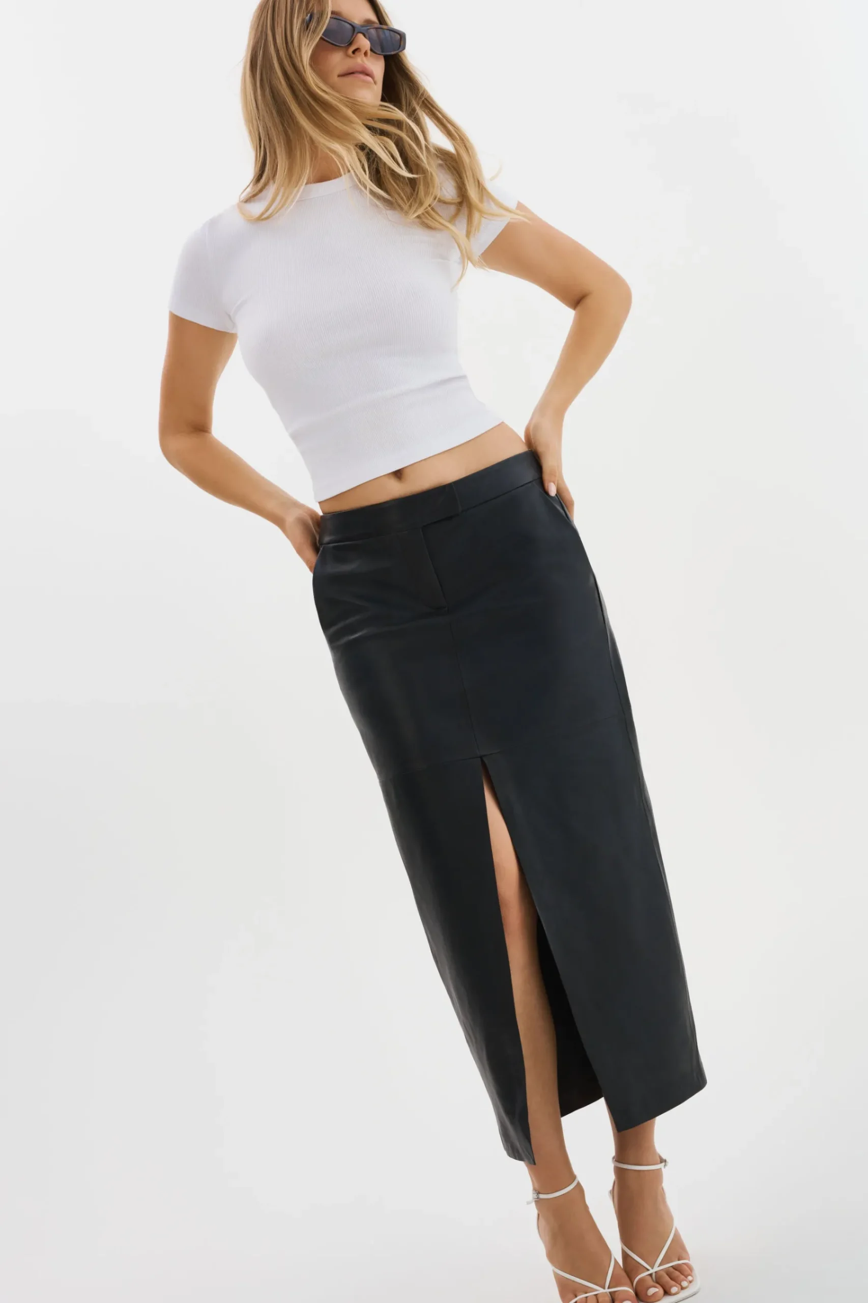 Femme LAMARQUE ABIA | Jupe Longue En Cuir à Taille Basse