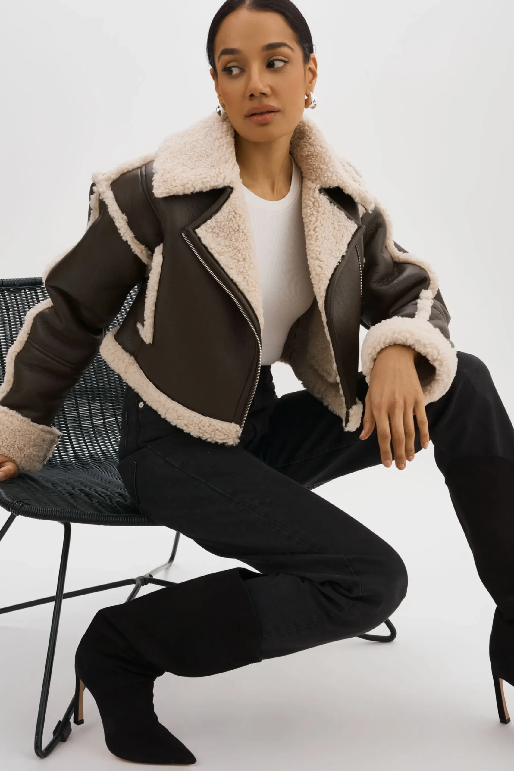 Femme LAMARQUE ADRINA | Veste Courte En Fausse Peau De Mouton