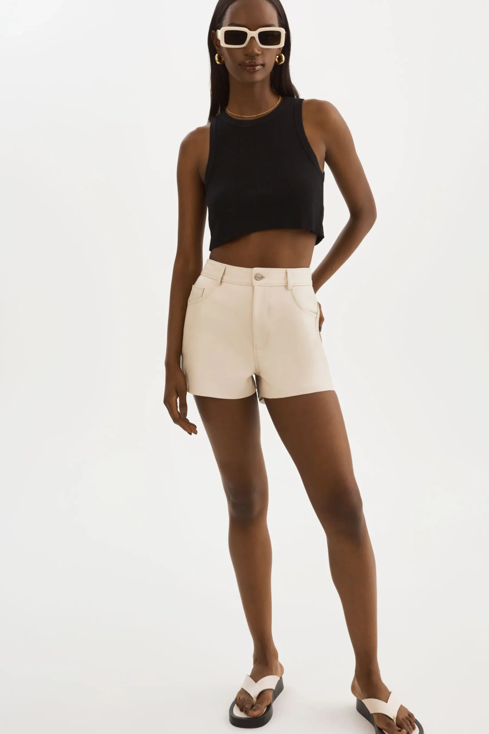 Femme LAMARQUE ANIKA | Short à Taille Haute En Cuir
