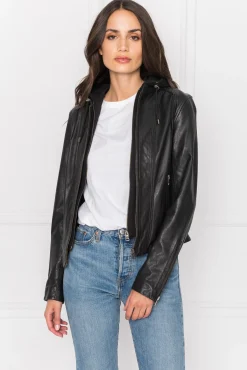 Femme LAMARQUE ARLETTE Veste Moto En Cuir Convertible