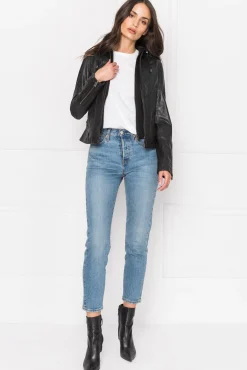 Femme LAMARQUE ARLETTE Veste Moto En Cuir Convertible