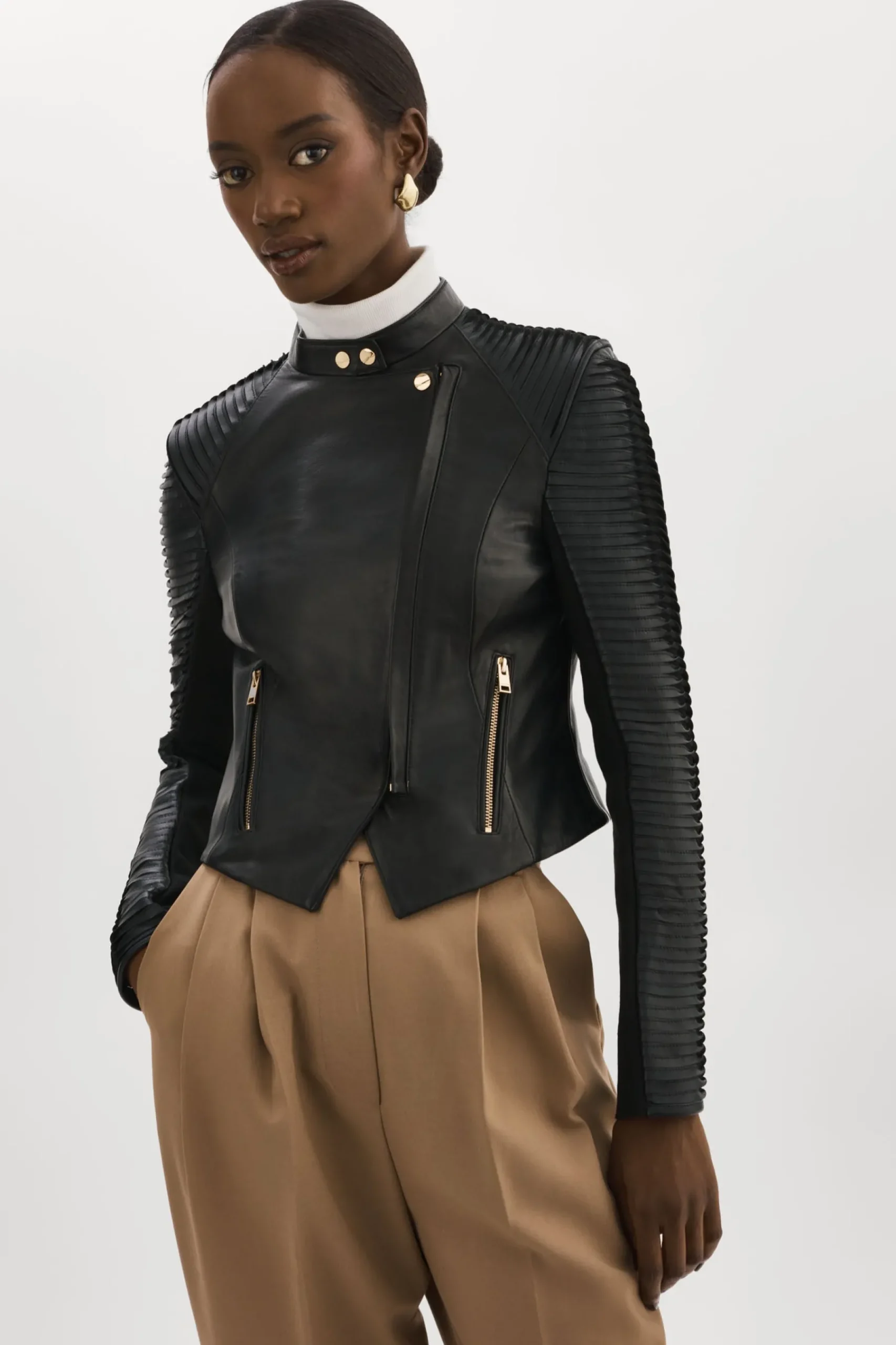 Femme LAMARQUE AZRA GOLD | Leather Biker Jacket