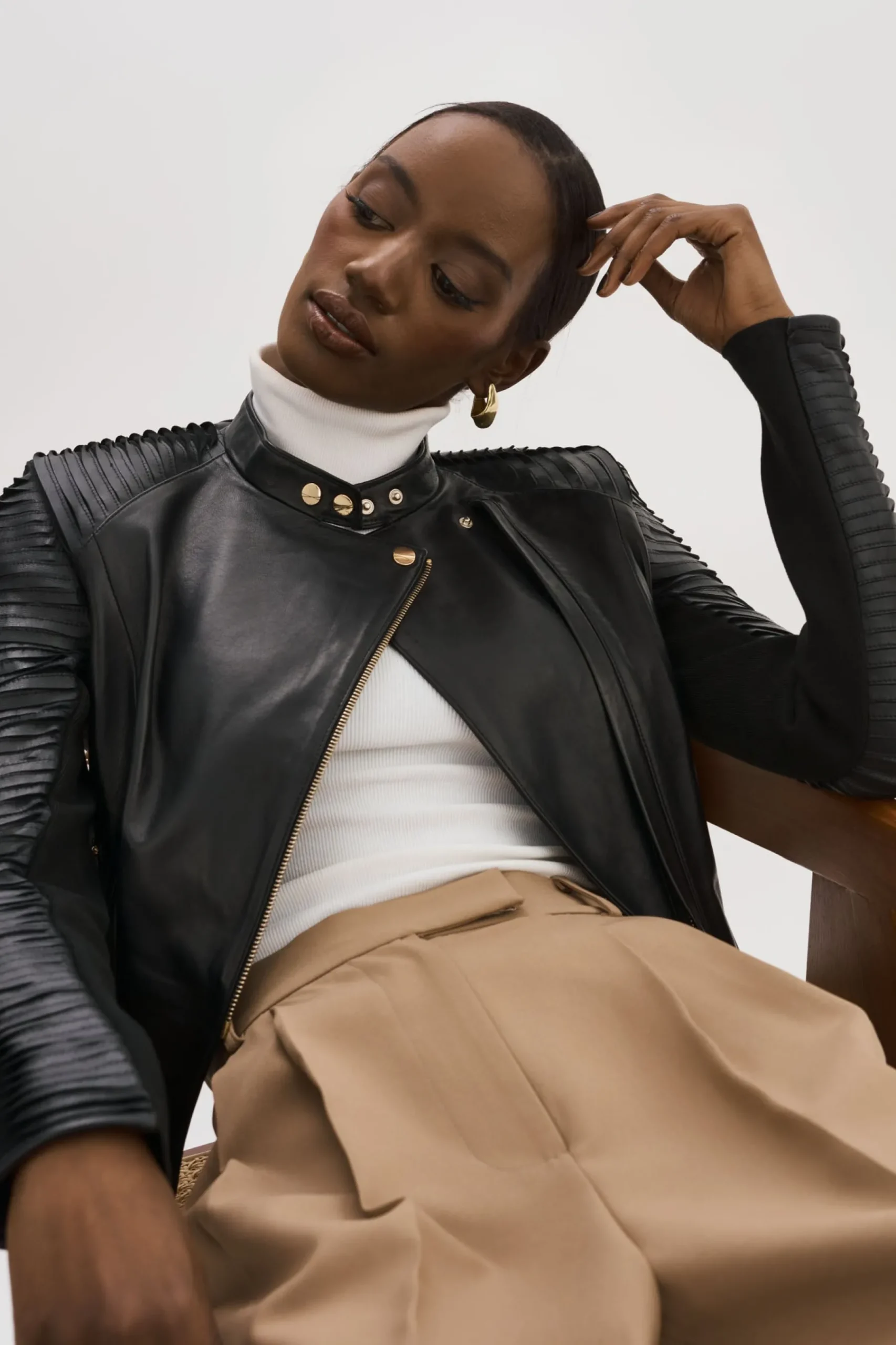 Femme LAMARQUE AZRA GOLD | Leather Biker Jacket