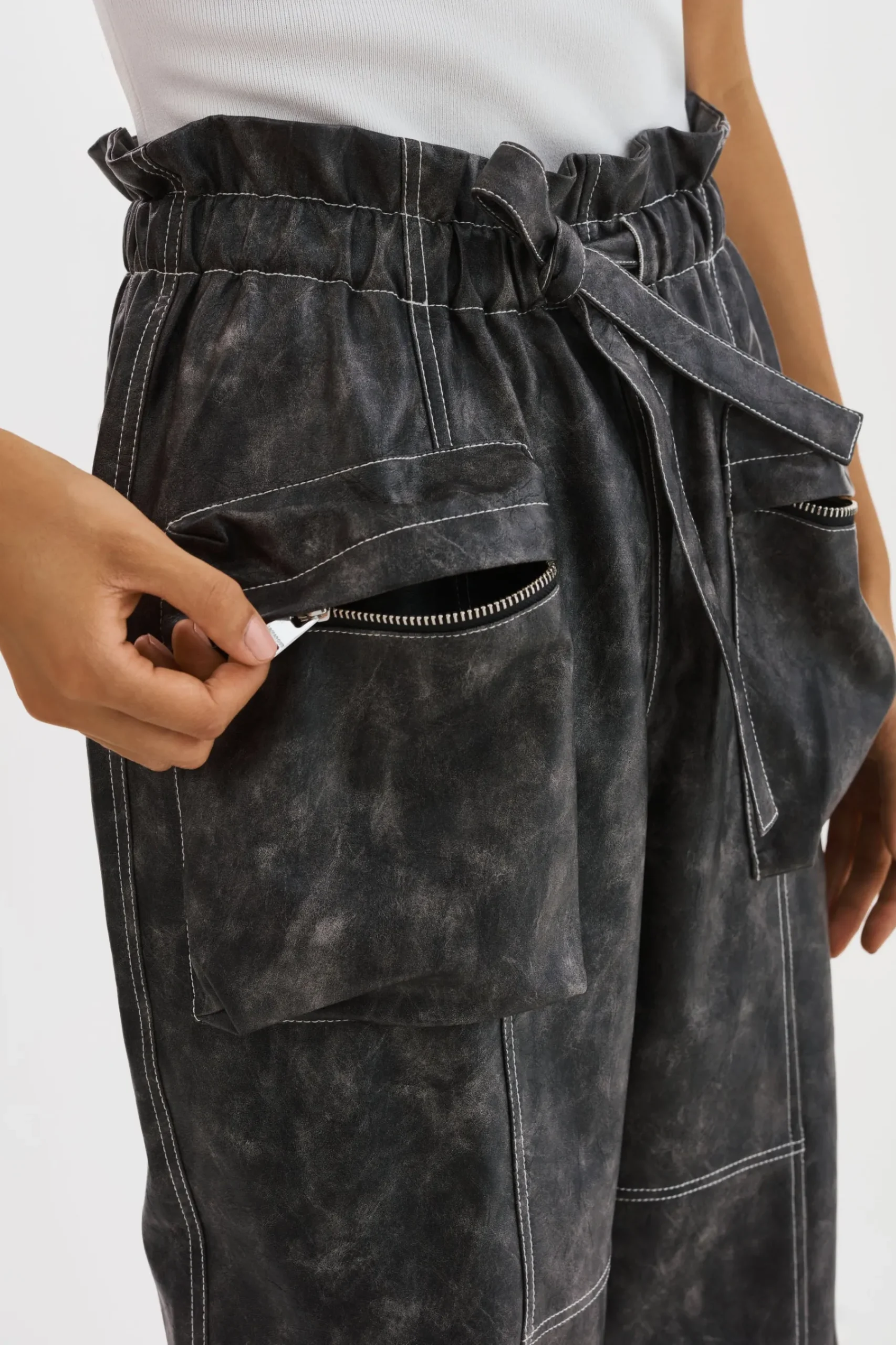 Femme LAMARQUE BRAXTON | Pantalon Cargo En Simili Cuir