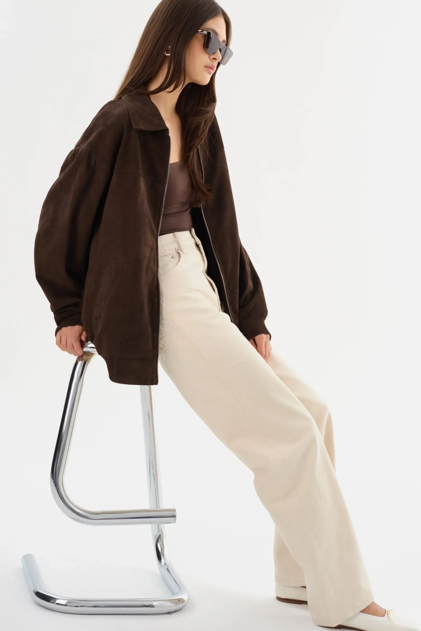 Femme LAMARQUE CADEN | Blouson Bombardier Oversize En Daim