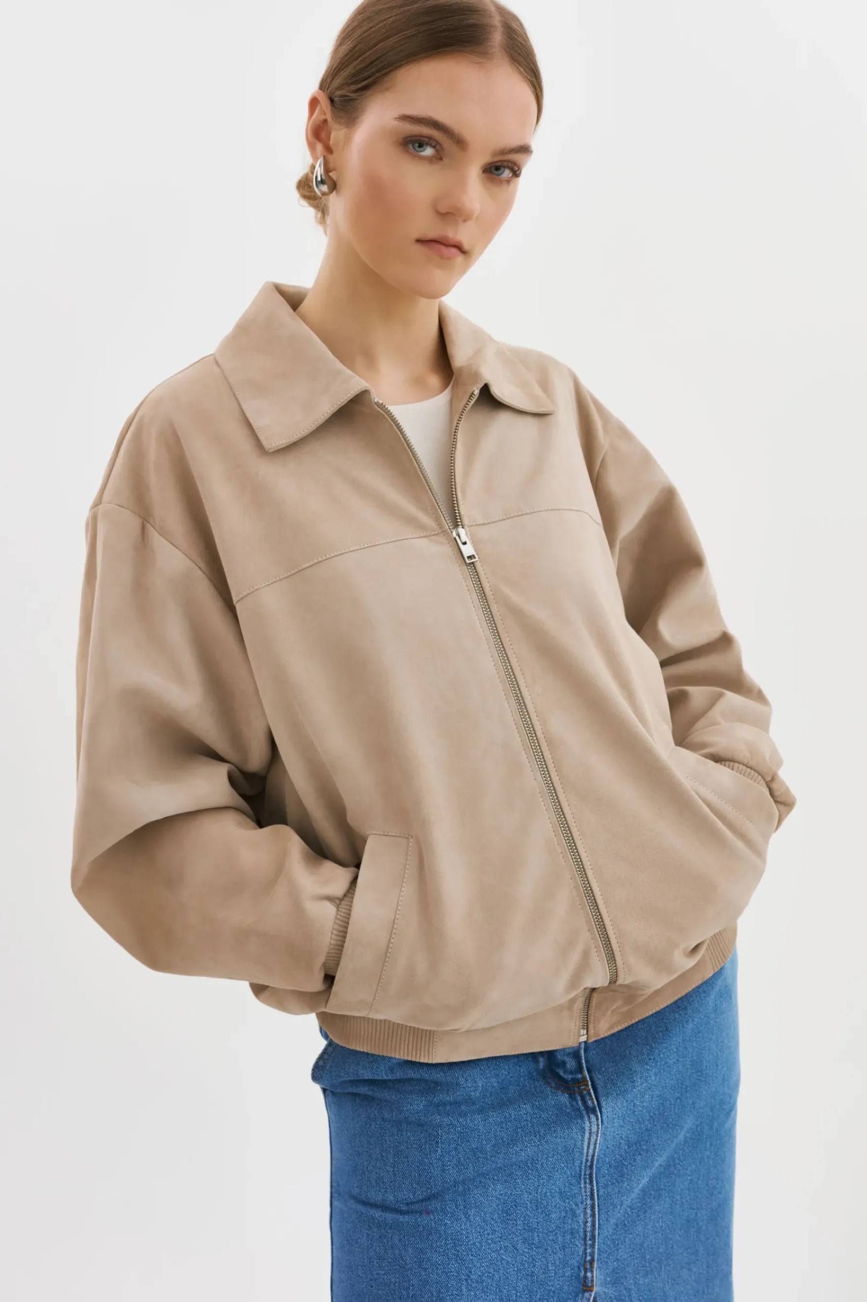 Femme LAMARQUE CADEN | Blouson Bombardier Oversize En Daim