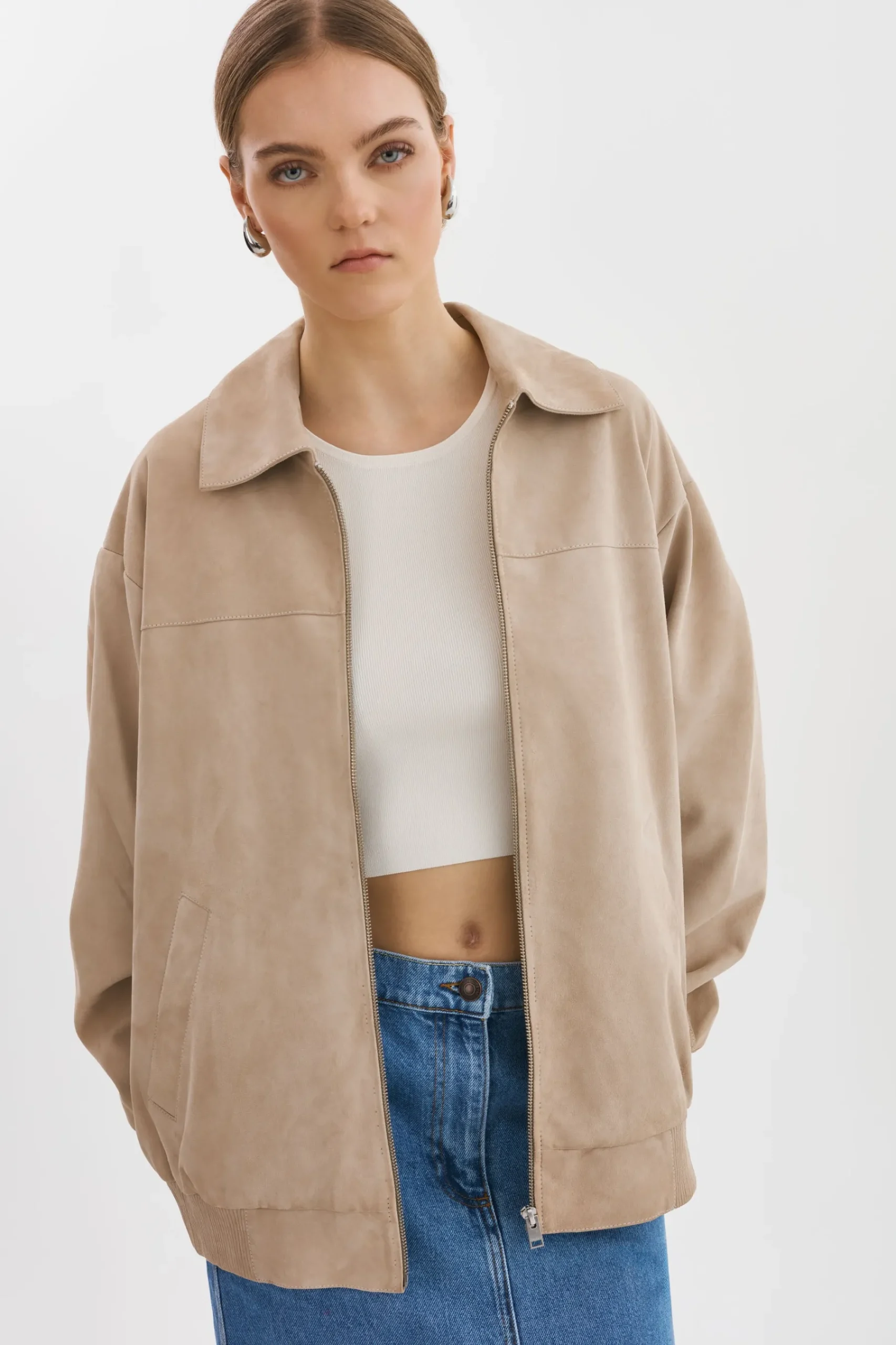 Femme LAMARQUE CADEN | Blouson Bombardier Oversize En Daim
