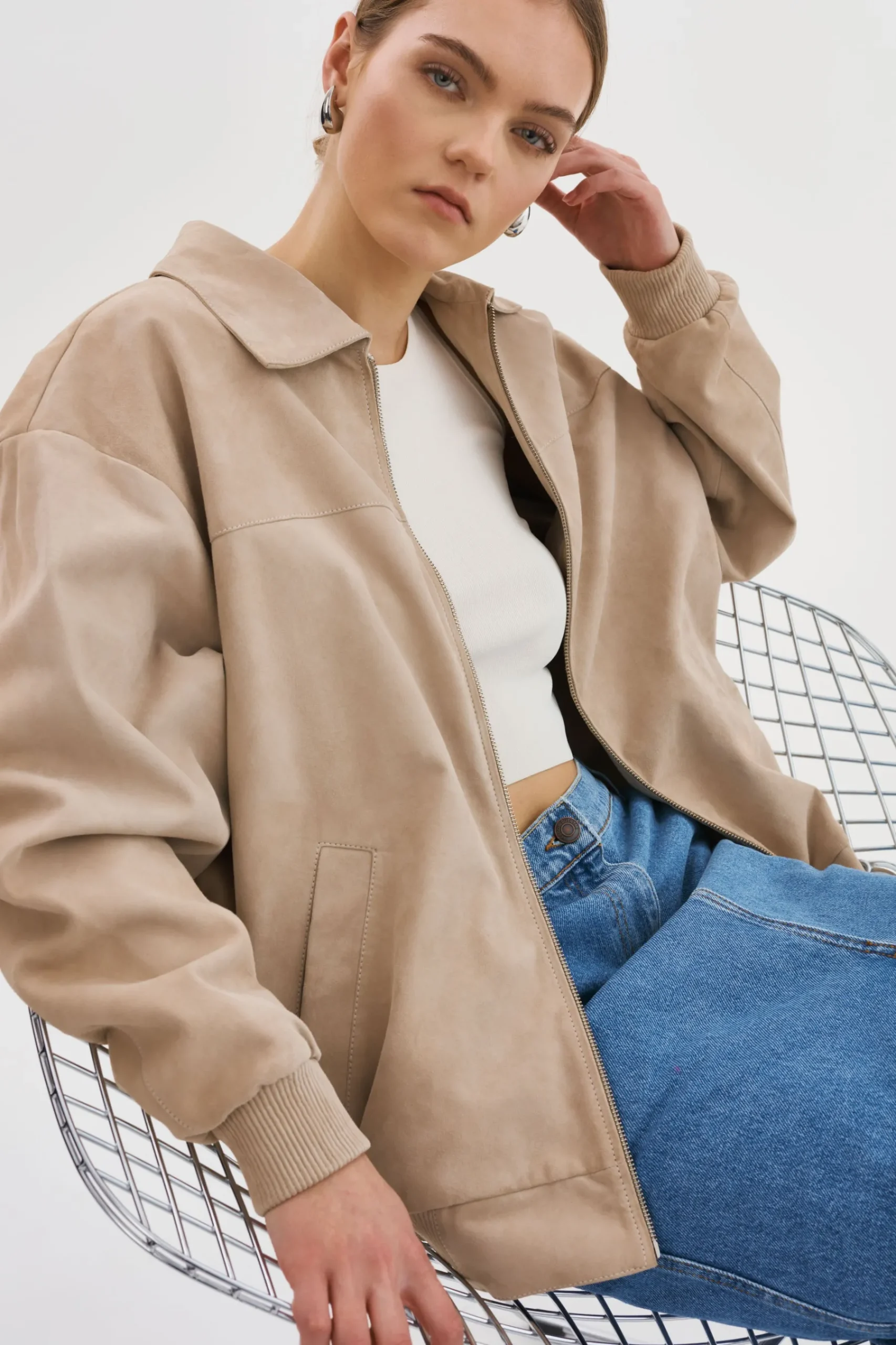 Femme LAMARQUE CADEN | Blouson Bombardier Oversize En Daim