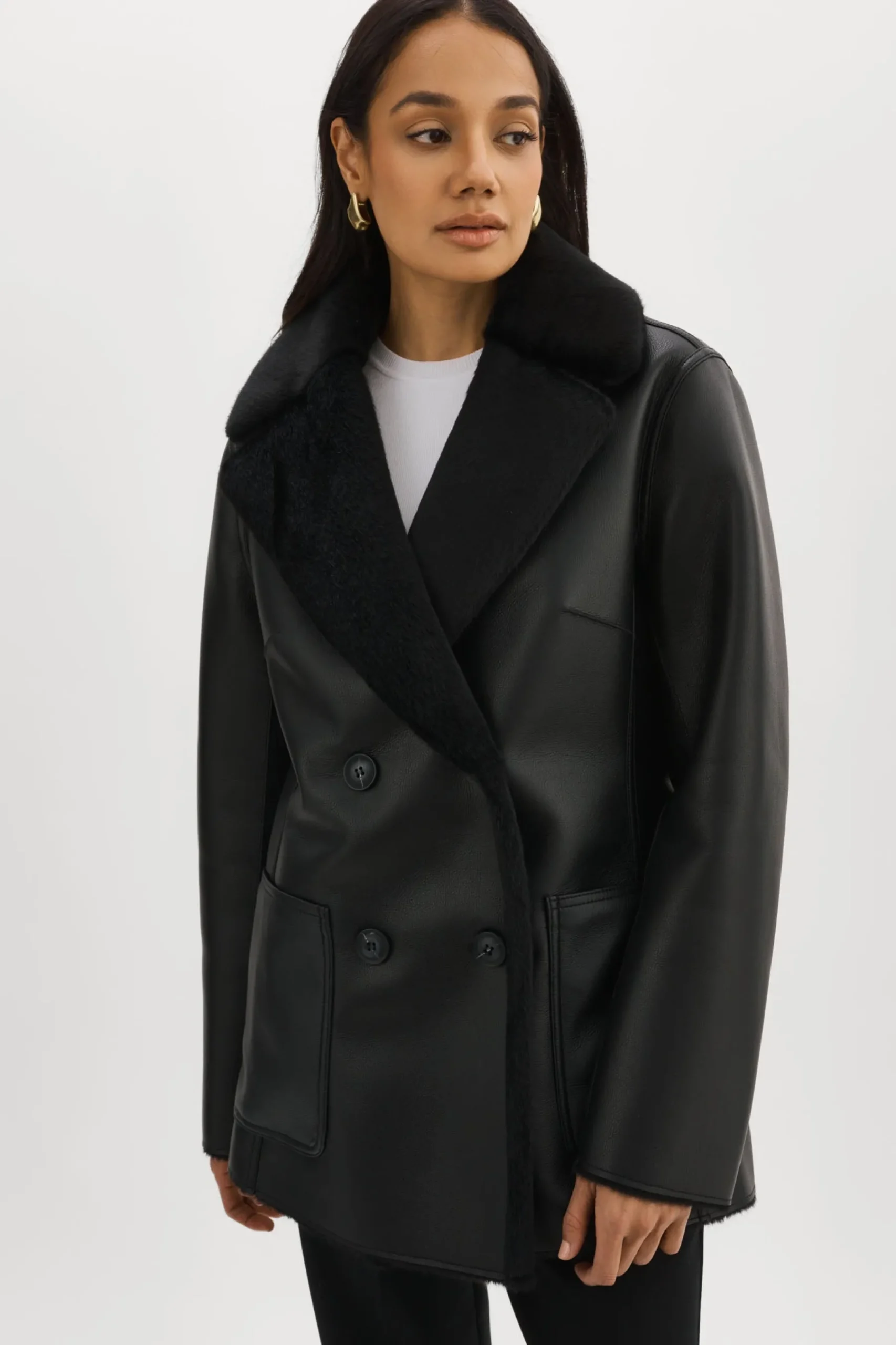 Femme LAMARQUE CAMILLE | Manteau Réversible En Fausse Peau De Mouton