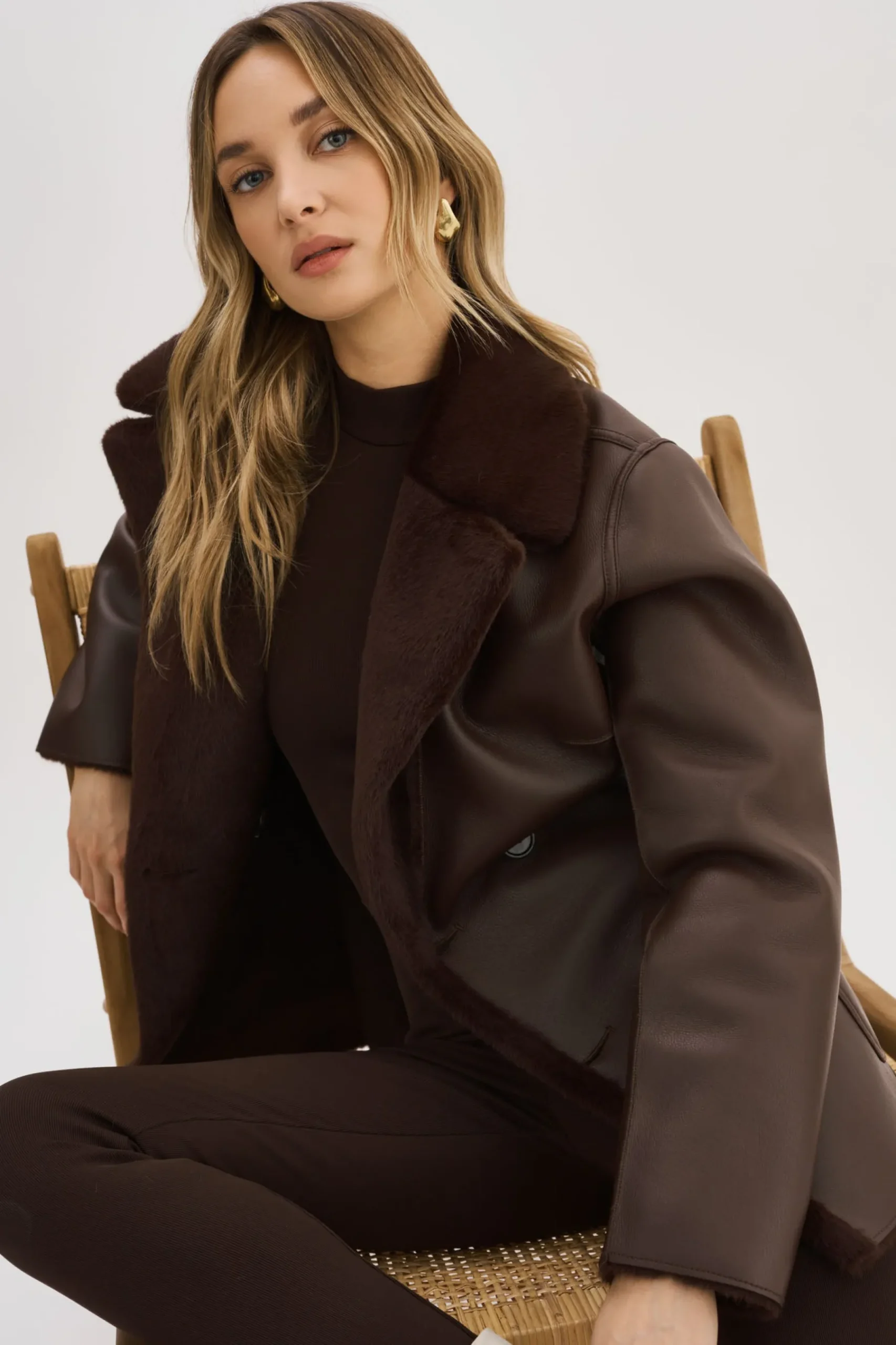 Femme LAMARQUE CAMILLE | Manteau Réversible En Fausse Peau De Mouton