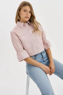 Femme LAMARQUE CAROLINA | Veste En Cuir à Manches à Volants
