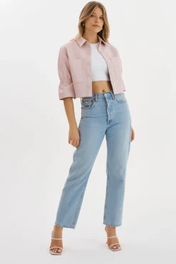 Femme LAMARQUE CAROLINA | Veste En Cuir à Manches à Volants