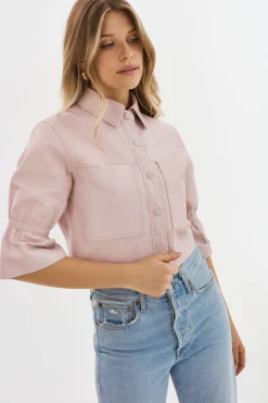 Femme LAMARQUE CAROLINA | Veste En Cuir à Manches à Volants
