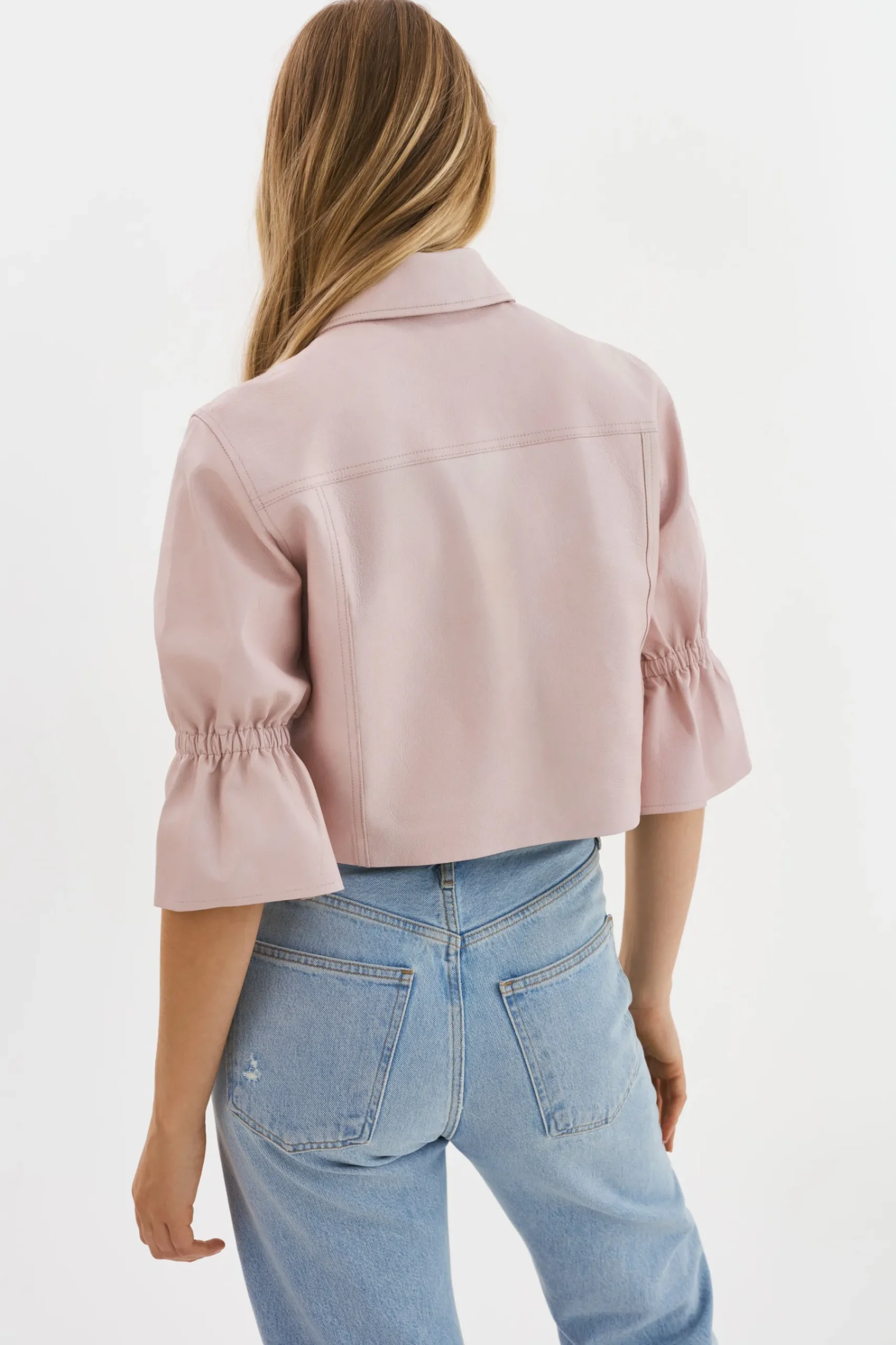 Femme LAMARQUE CAROLINA | Veste En Cuir à Manches à Volants