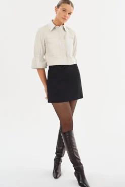 Femme LAMARQUE CAROLINA | Veste En Cuir à Manches à Volants
