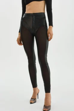 Femme LAMARQUE CELICIA | Leggings En Faux Cuir Et Maille