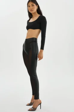 Femme LAMARQUE CELICIA | Leggings En Faux Cuir Et Maille