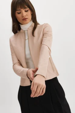 Femme LAMARQUE CHAPIN Blouson En Cuir Réversible De Couleur Rose Clair Et Or