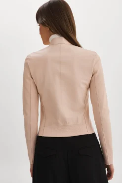 Femme LAMARQUE CHAPIN Blouson En Cuir Réversible De Couleur Rose Clair Et Or