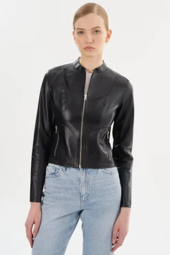 Femme LAMARQUE CHAPIN Blouson Noir En Cuir Réversible