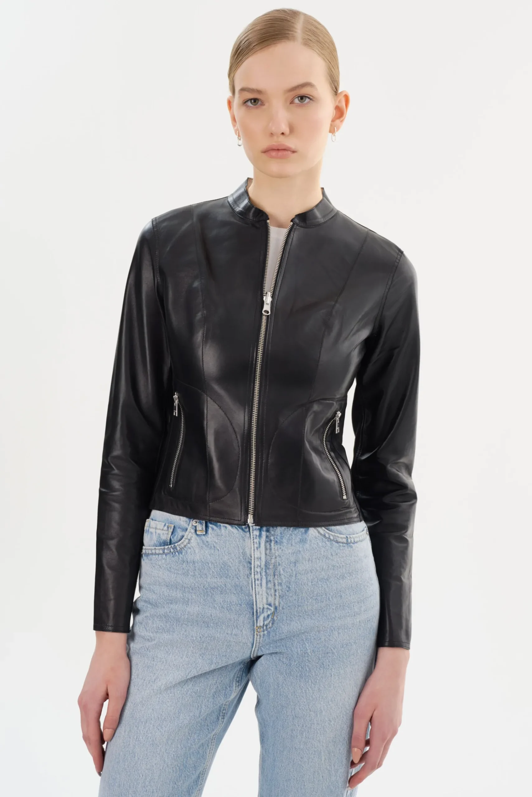 Femme LAMARQUE CHAPIN Blouson Noir En Cuir Réversible