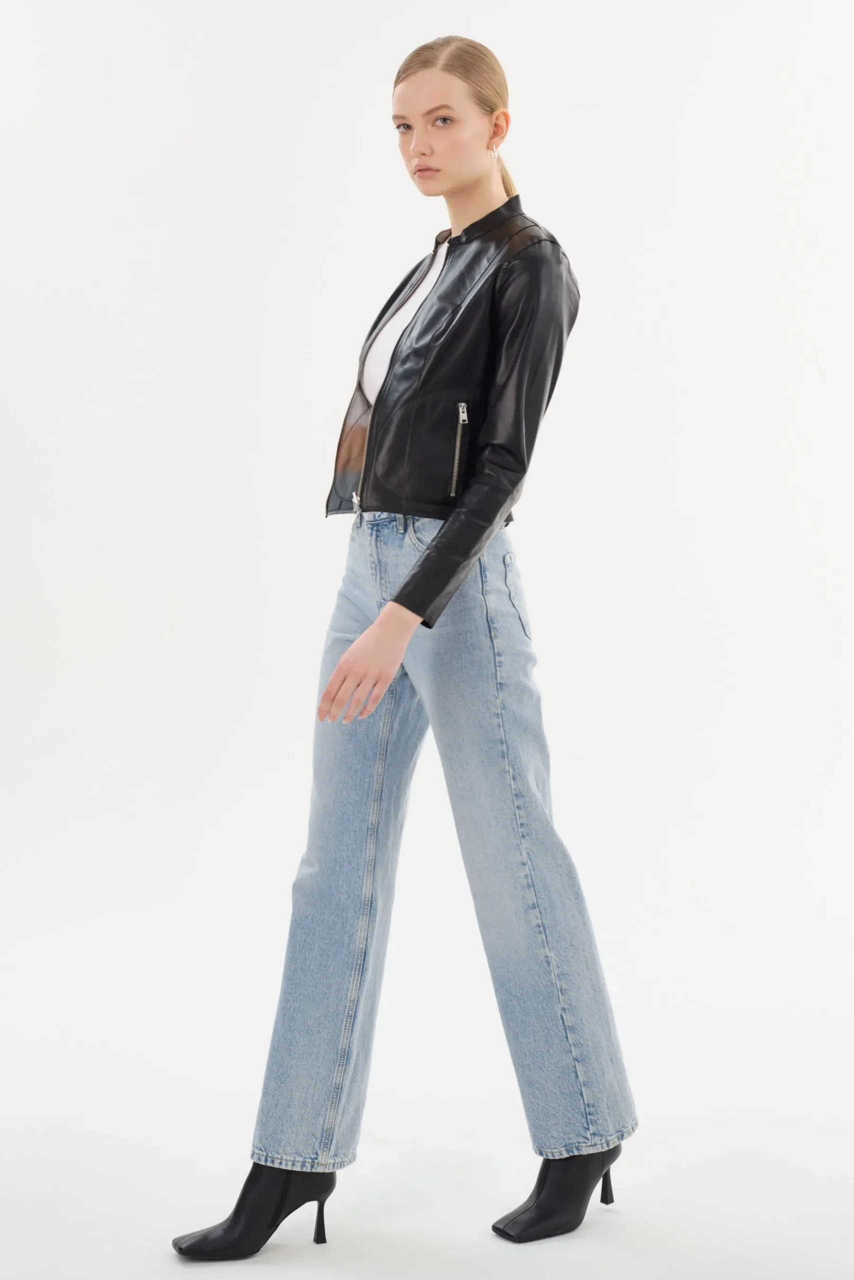 Femme LAMARQUE CHAPIN Blouson Noir En Cuir Réversible