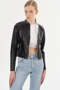 Femme LAMARQUE CHAPIN Blouson Noir En Cuir Réversible