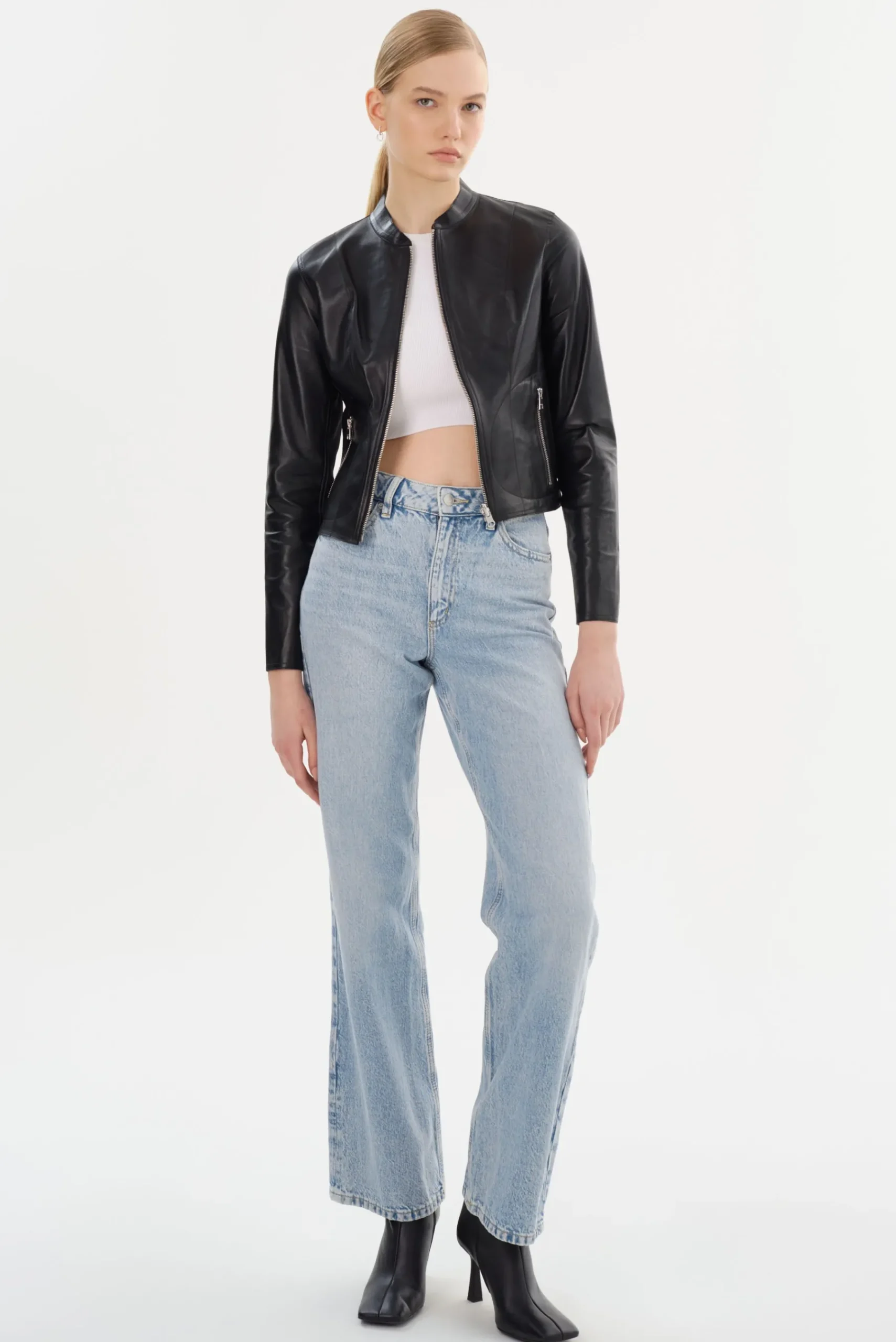 Femme LAMARQUE CHAPIN Blouson Noir En Cuir Réversible