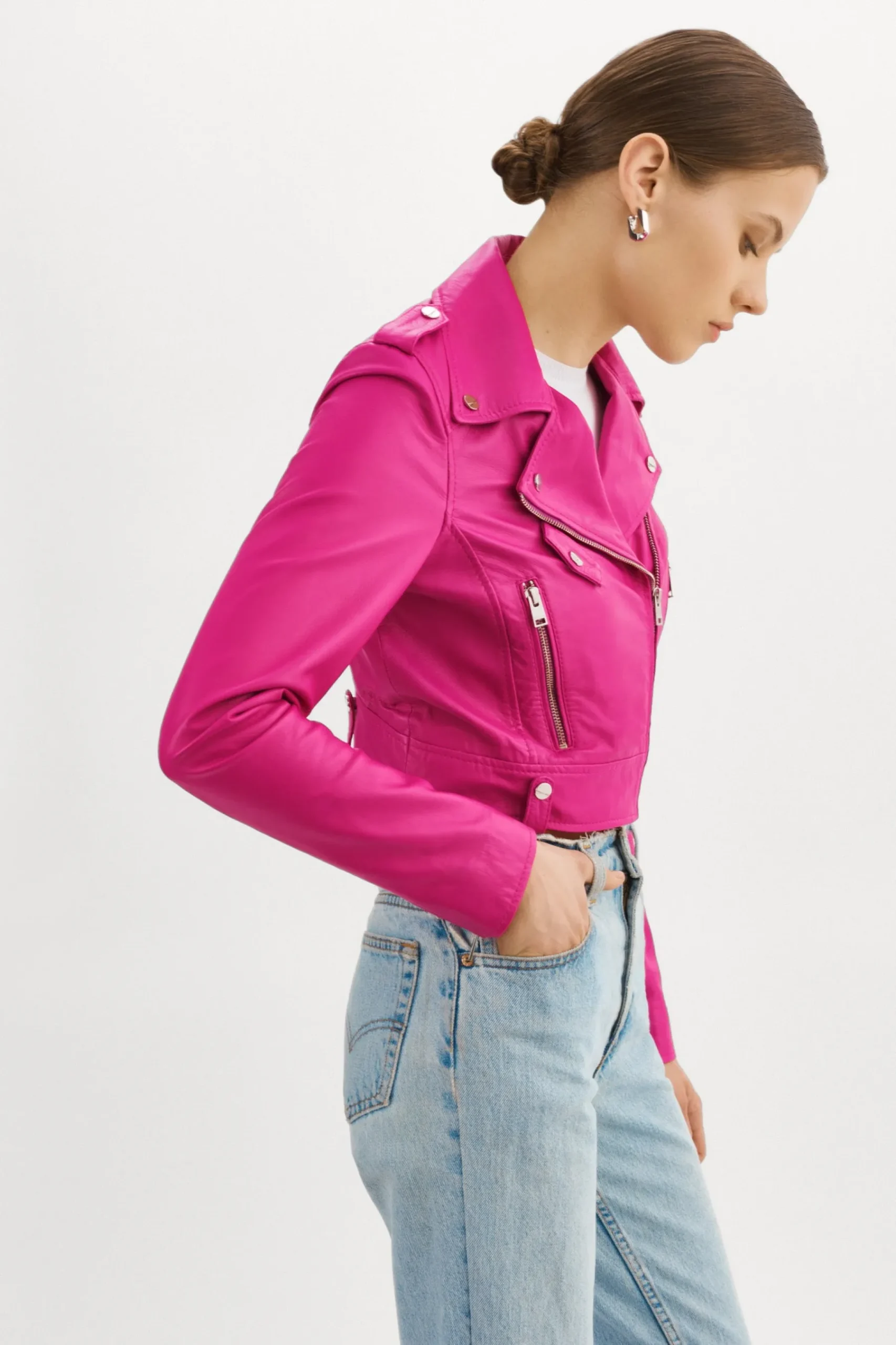 Femme LAMARQUE CIARA | Veste Motard Courte En Cuir