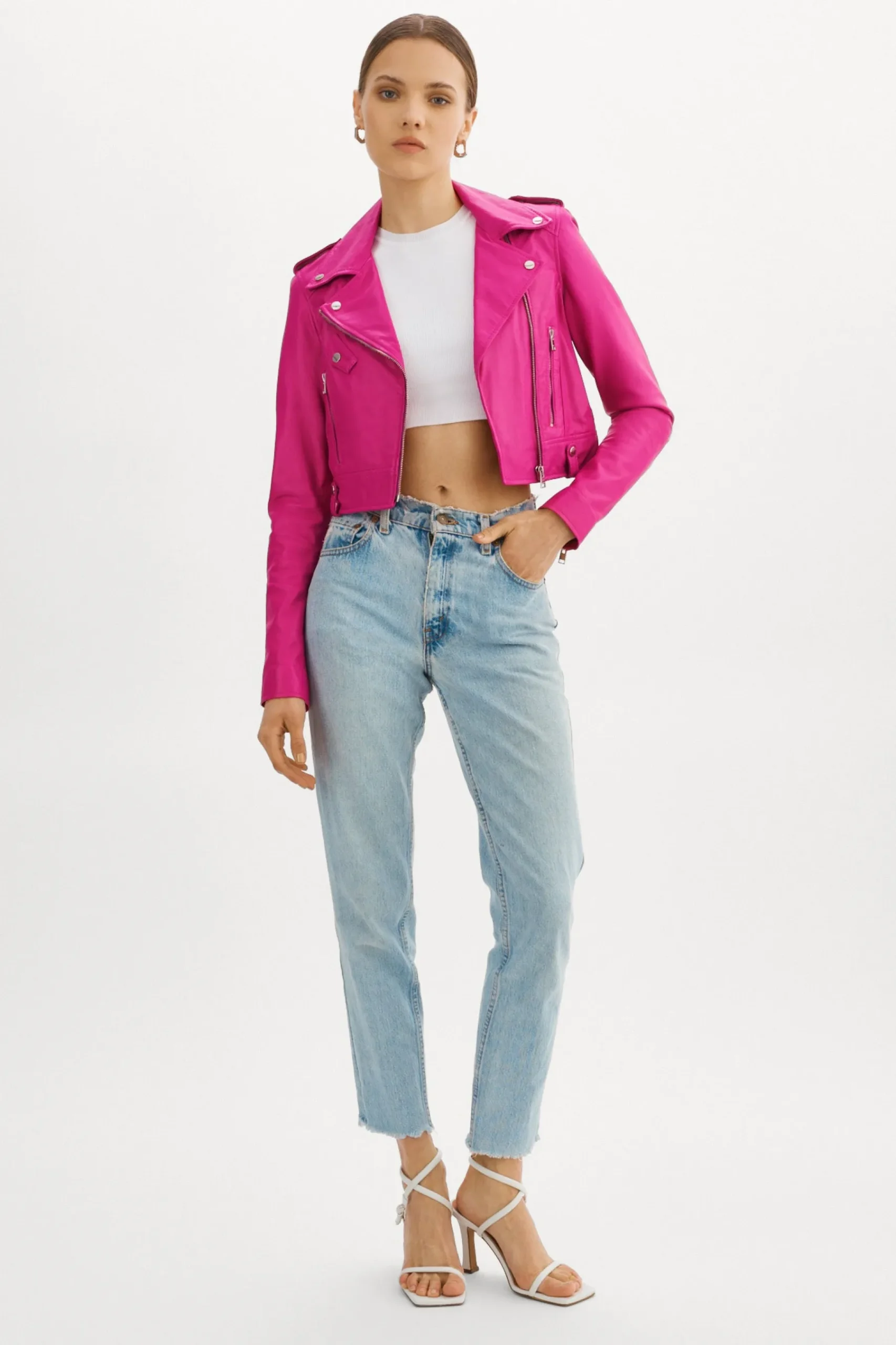 Femme LAMARQUE CIARA | Veste Motard Courte En Cuir