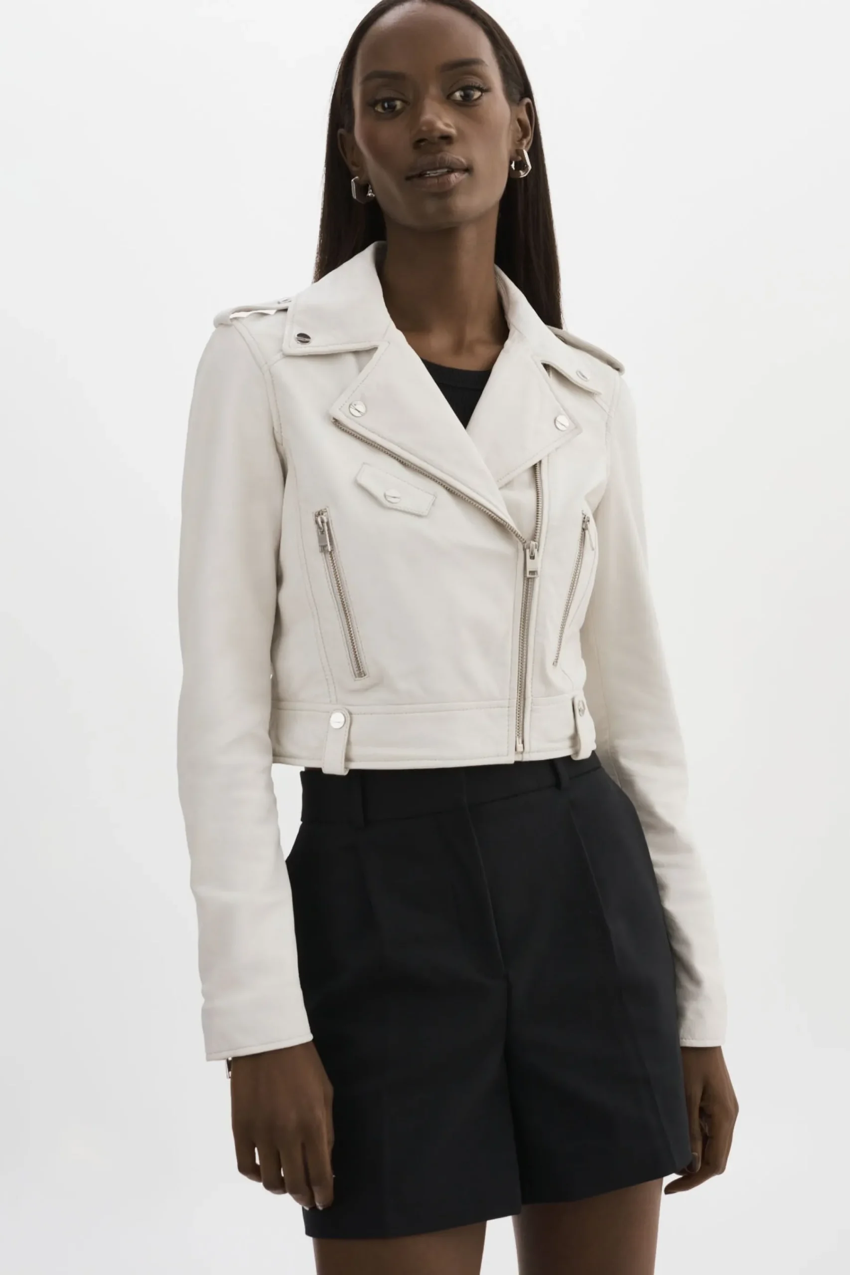 Femme LAMARQUE CIARA | Veste Motard Courte En Cuir