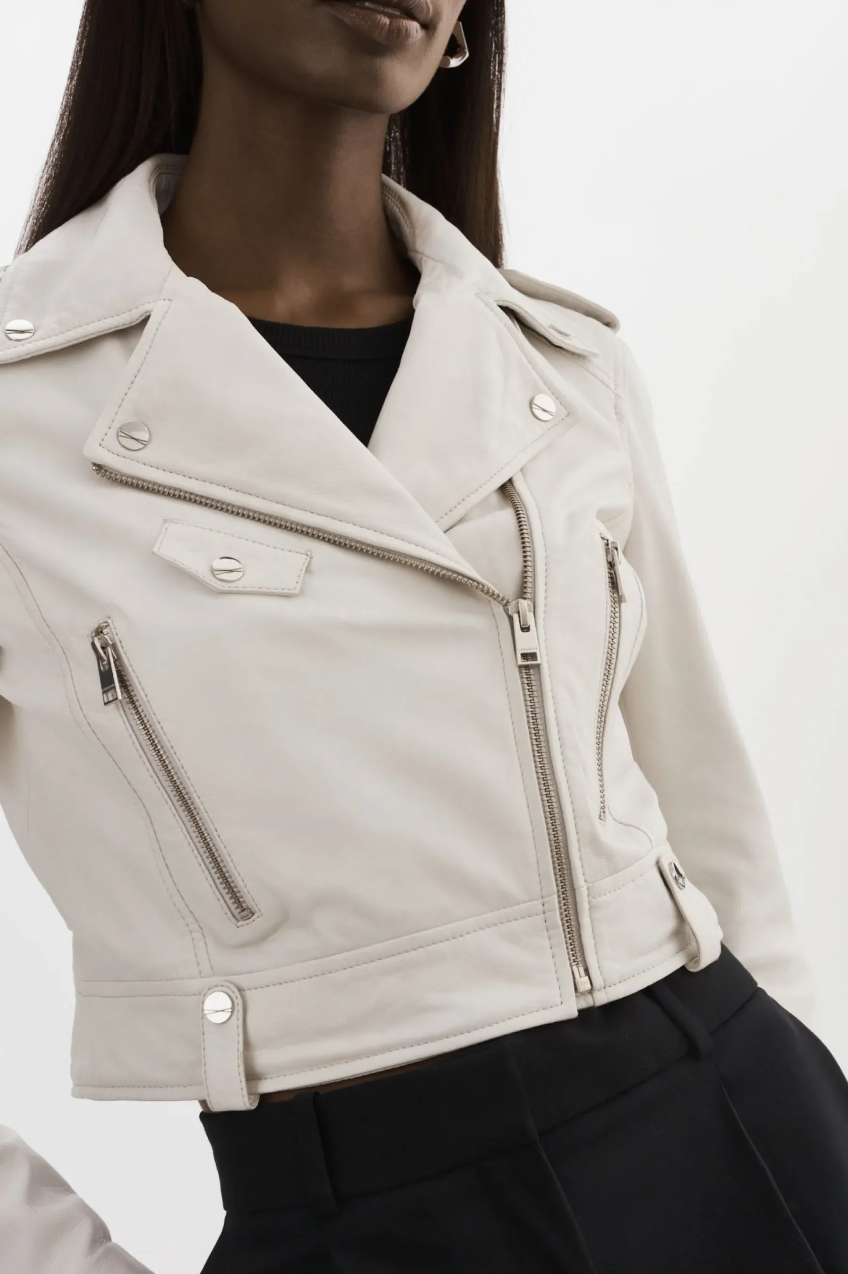 Femme LAMARQUE CIARA | Veste Motard Courte En Cuir
