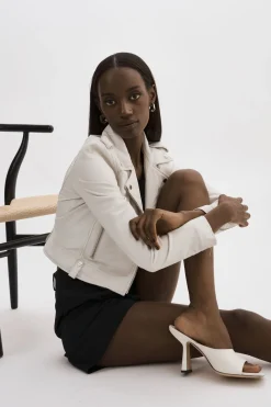 Femme LAMARQUE CIARA | Veste Motard Courte En Cuir