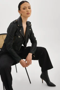 Femme LAMARQUE CIARA OR | Veste Motard Courte En Cuir