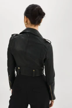 Femme LAMARQUE CIARA OR | Veste Motard Courte En Cuir