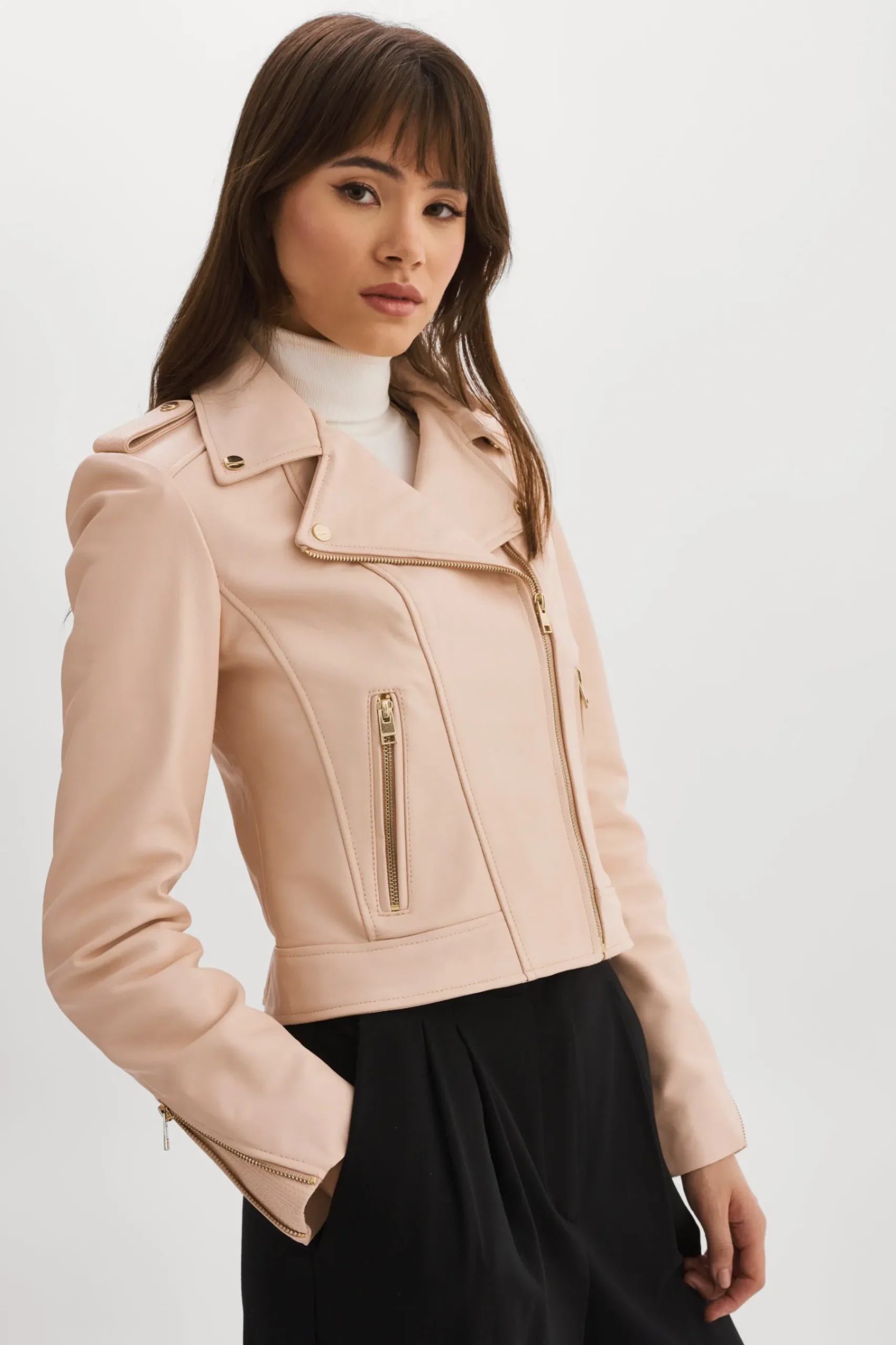 Femme LAMARQUE DONNA OR | Veste Moto Signature En Cuir