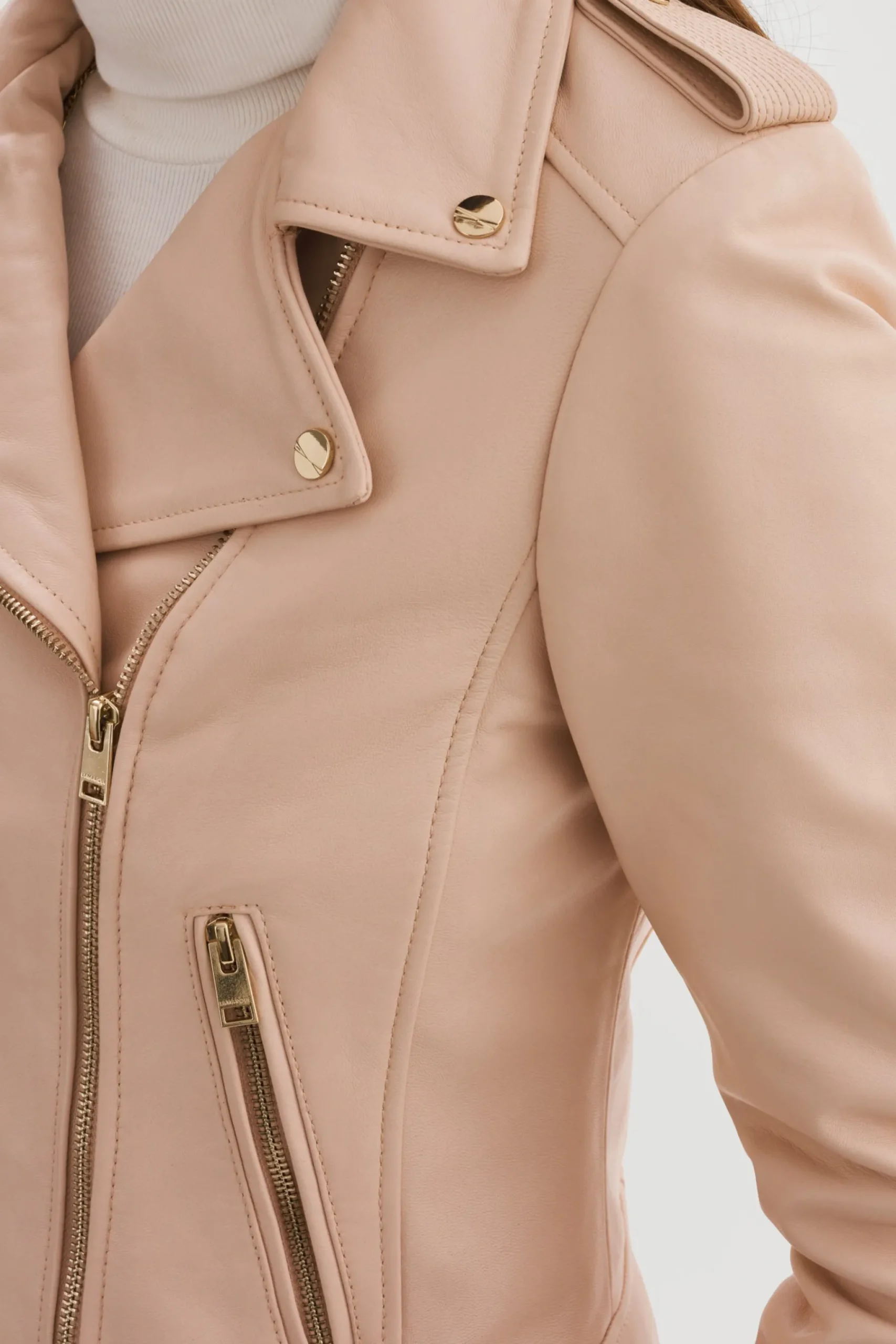 Femme LAMARQUE DONNA OR | Veste Moto Signature En Cuir