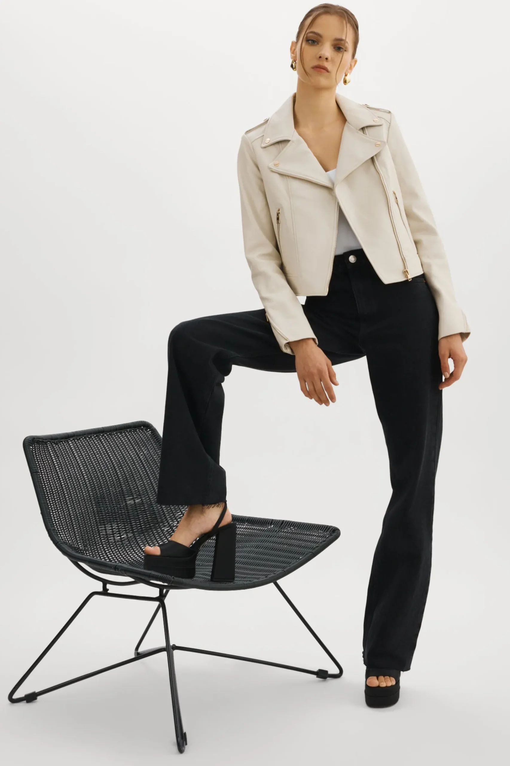 Femme LAMARQUE DONNA OR | Veste Moto Signature En Cuir