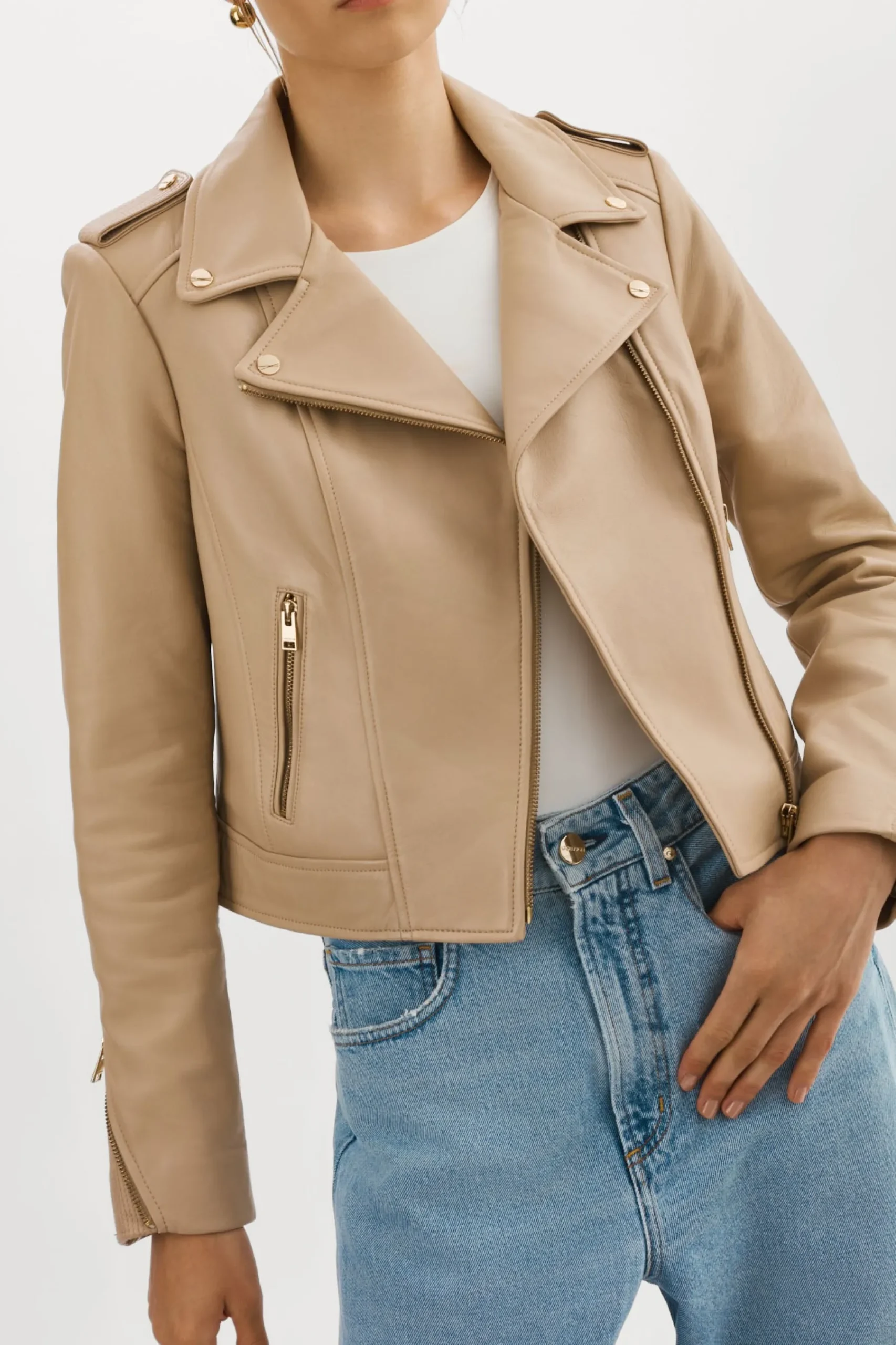 Femme LAMARQUE DONNA OR | Veste Moto Signature En Cuir