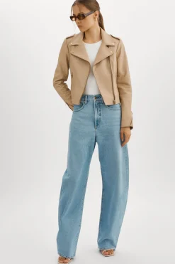 Femme LAMARQUE DONNA OR | Veste Moto Signature En Cuir