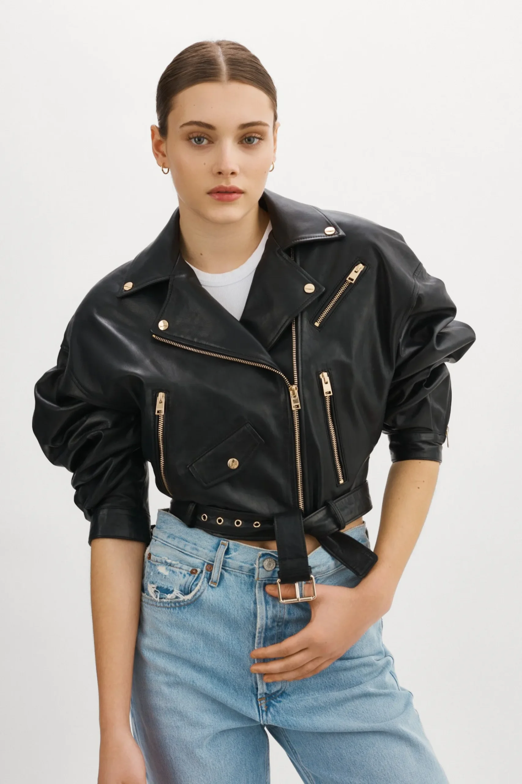 Femme LAMARQUE DYLAN GOLD | 80's Leather Biker Jacket