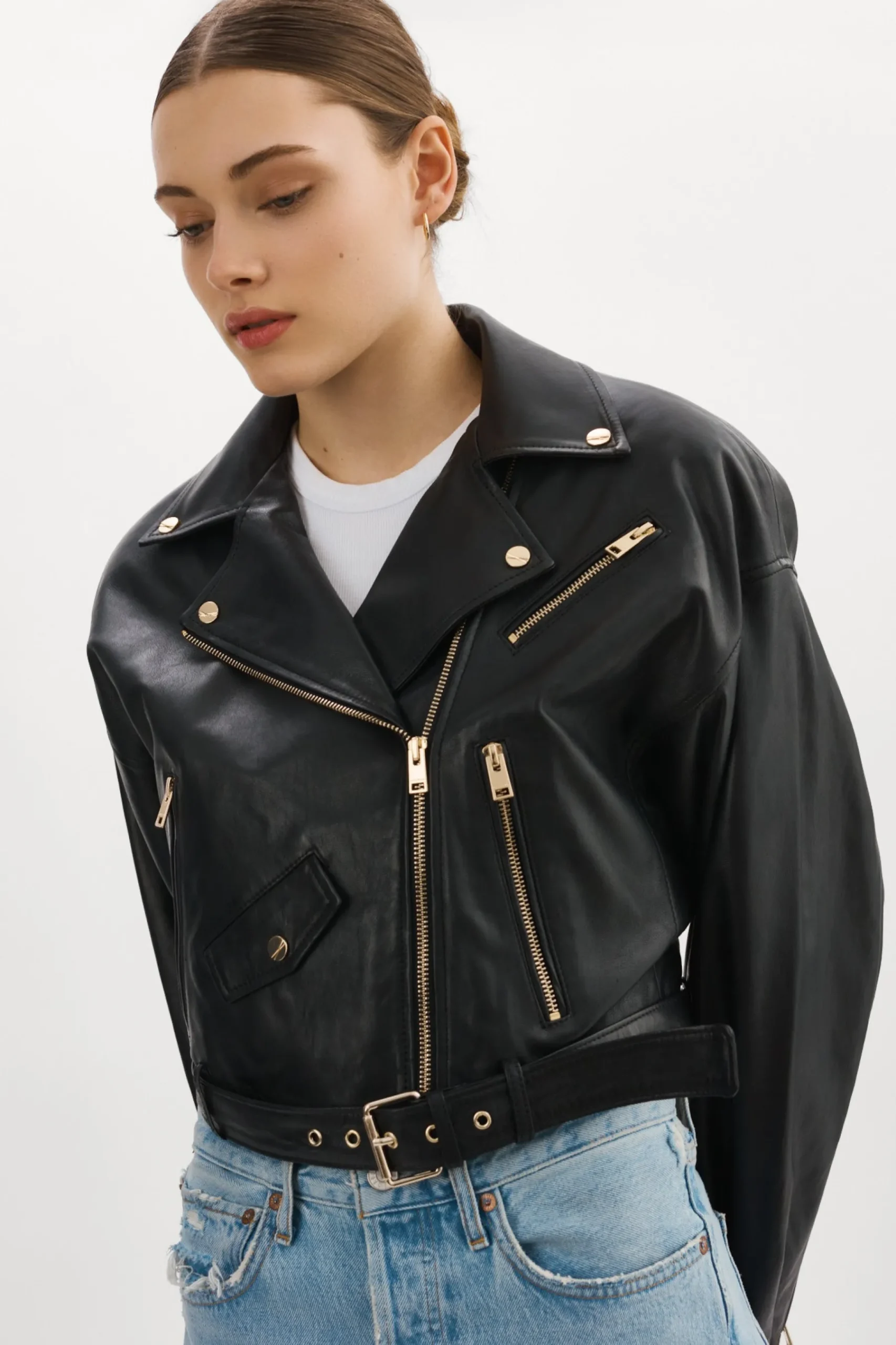 Femme LAMARQUE DYLAN GOLD | 80's Leather Biker Jacket