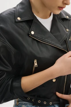 Femme LAMARQUE DYLAN GOLD | 80's Leather Biker Jacket
