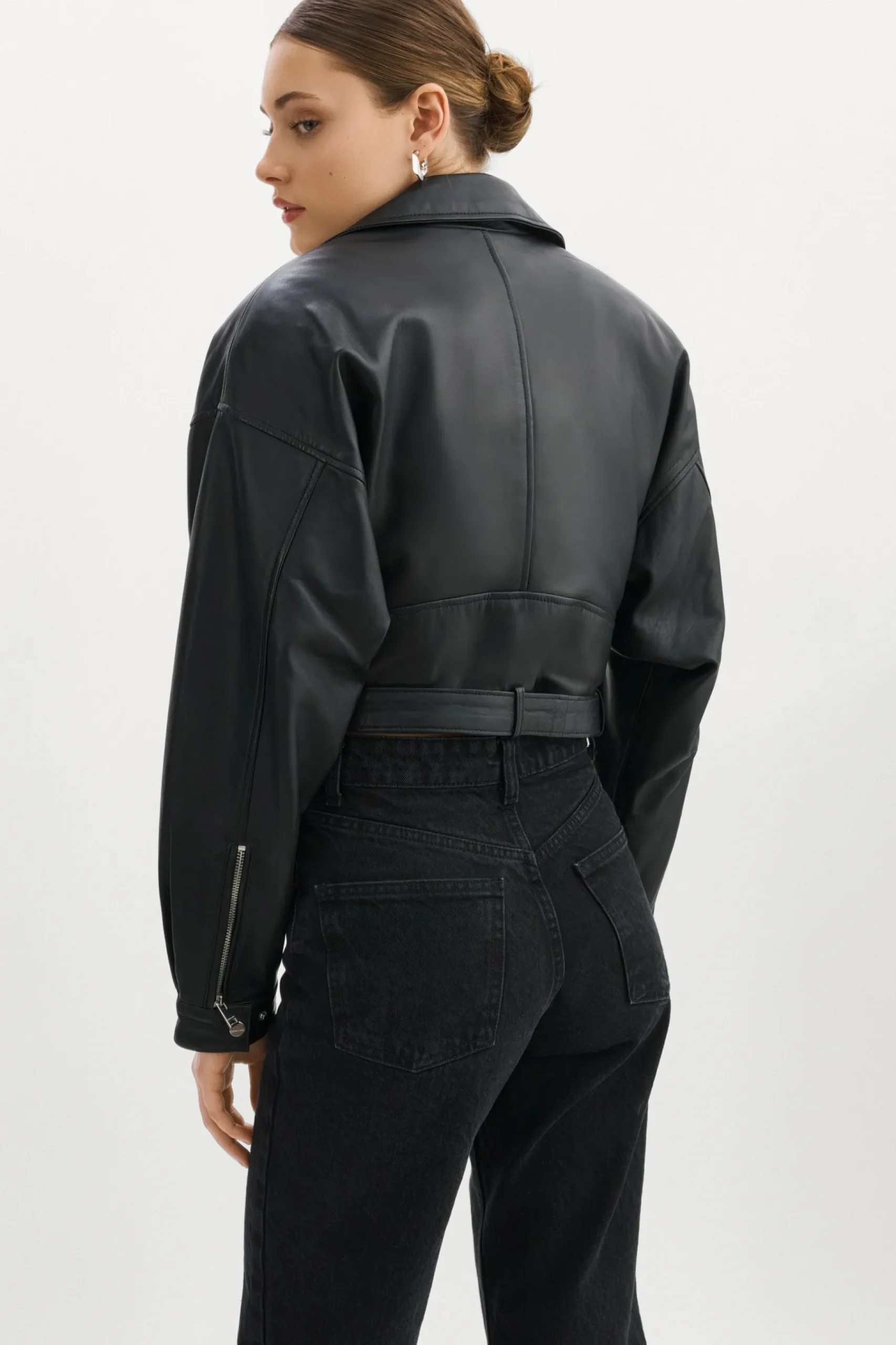 Femme LAMARQUE DYLAN Veste Moto Raccourcie En Cuir Avec épaules Matelassé