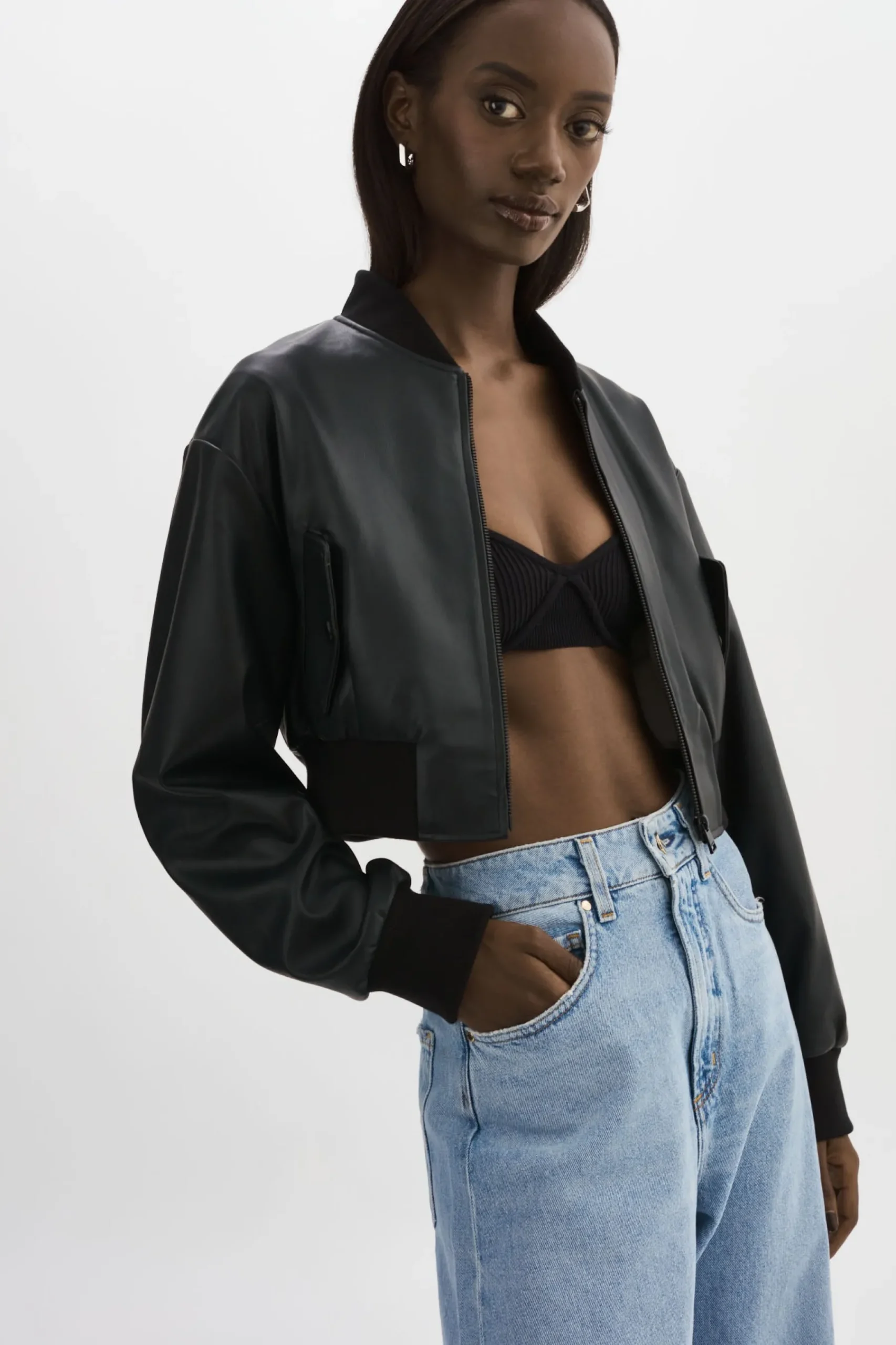 Femme LAMARQUE EVELIN | Bomber Court En Similicuir
