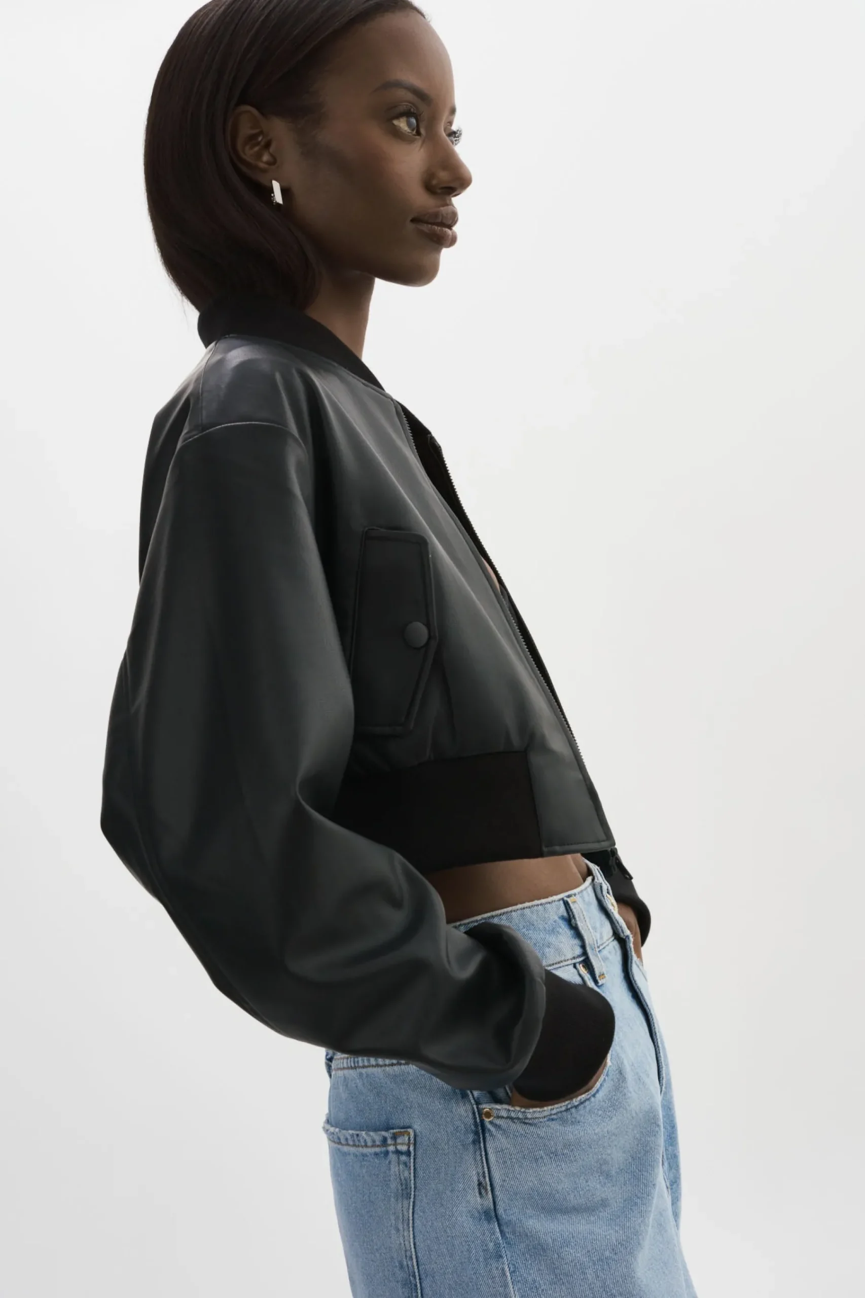 Femme LAMARQUE EVELIN | Bomber Court En Similicuir