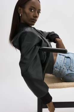 Femme LAMARQUE EVELIN | Bomber Court En Similicuir