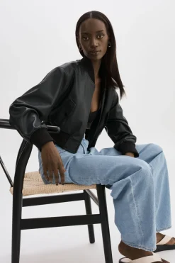 Femme LAMARQUE EVELIN | Bomber Court En Similicuir