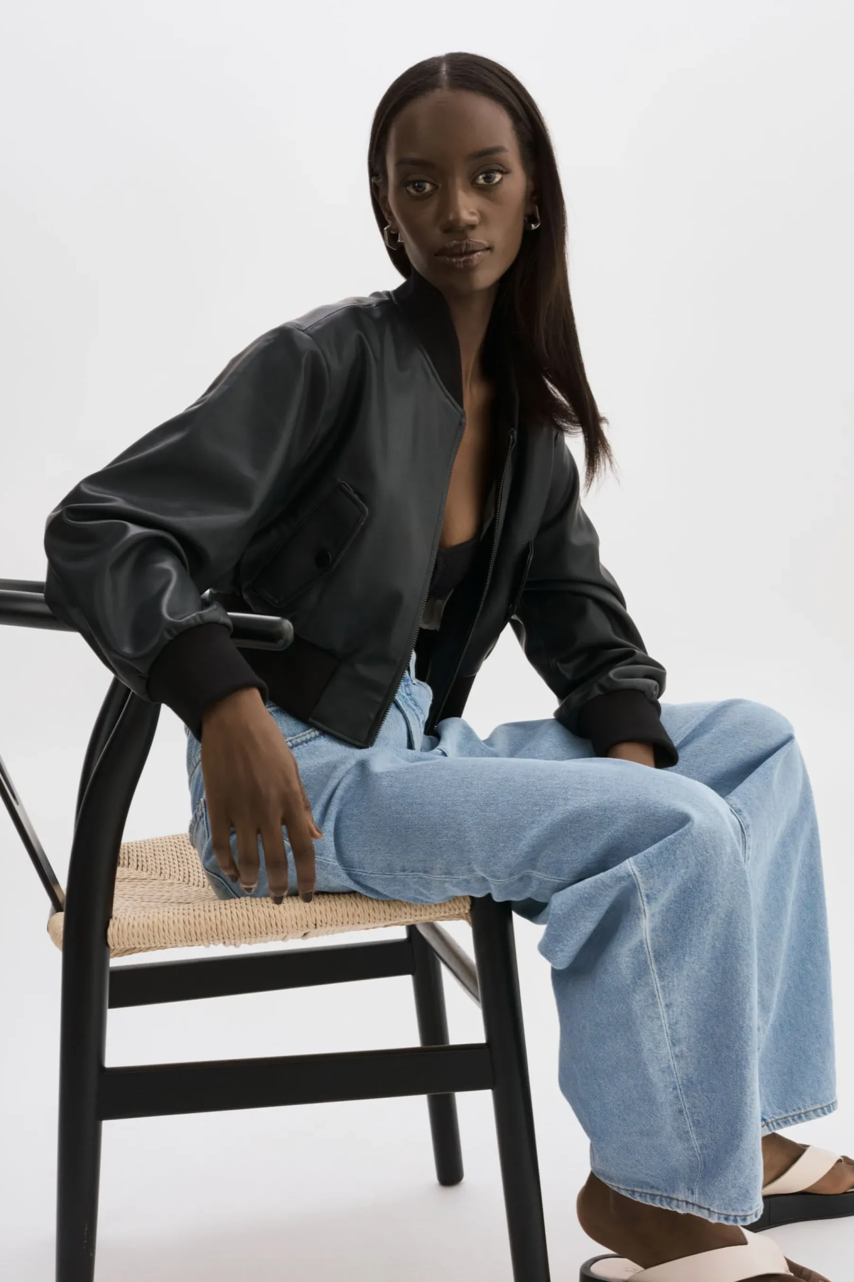 Femme LAMARQUE EVELIN | Bomber Court En Similicuir