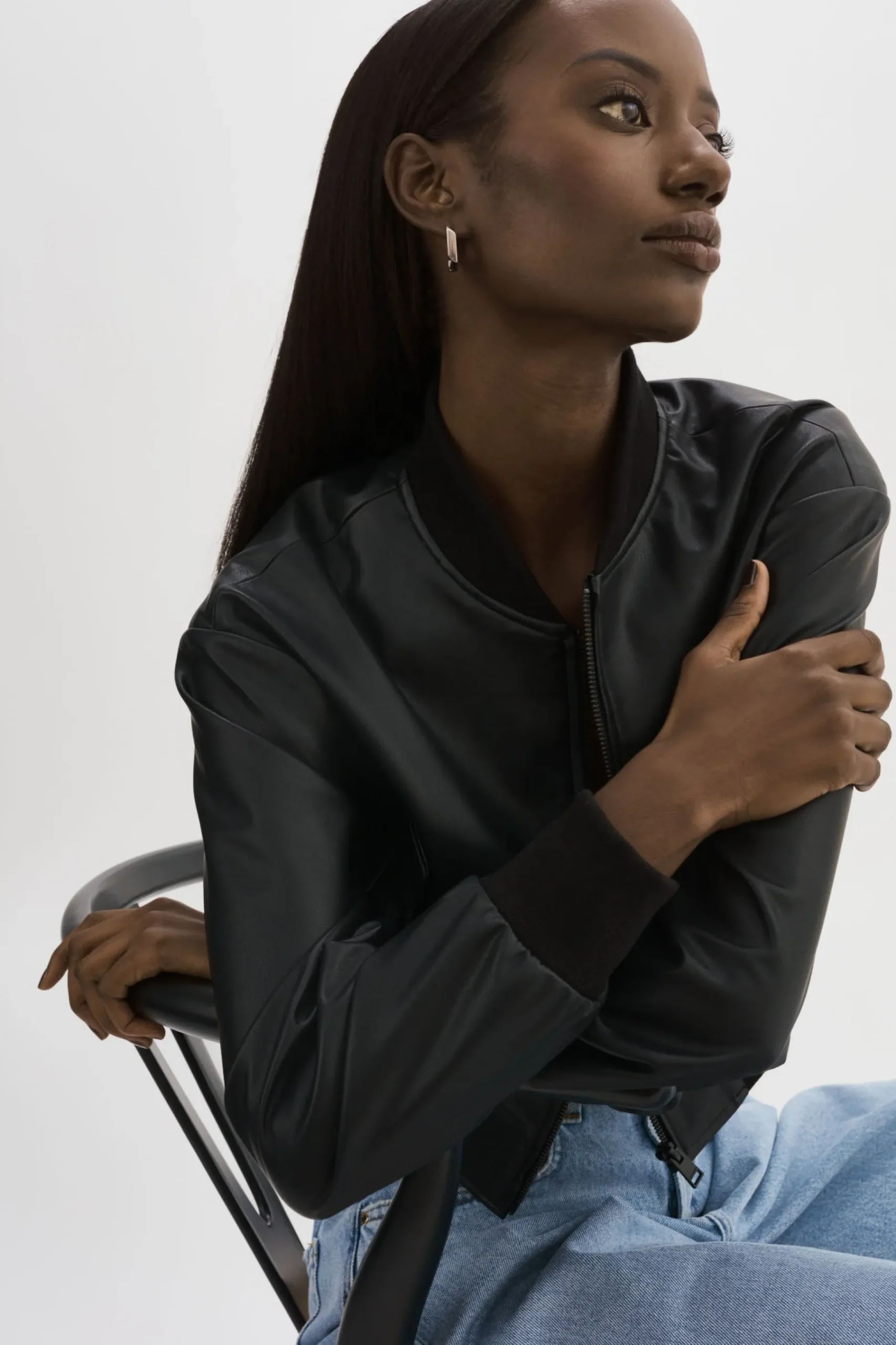 Femme LAMARQUE EVELIN | Bomber Court En Similicuir